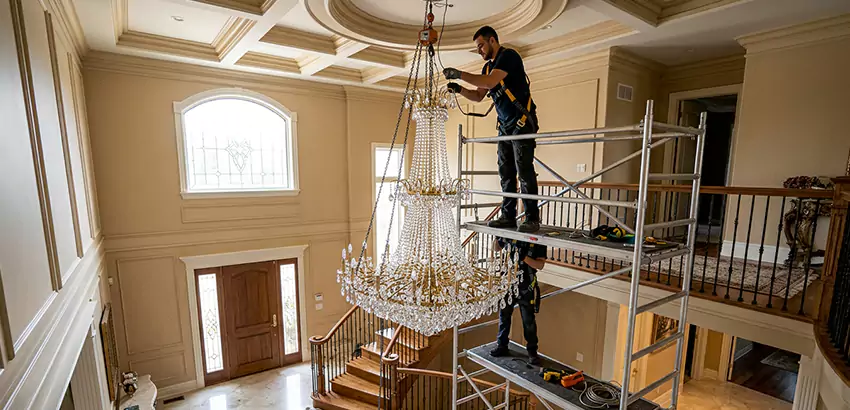 Two-Story Foyer Chandelier Installation in Toney