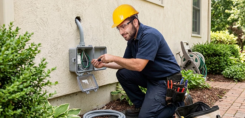 Outdoor Outlet Installation on Vinyl Siding in Toney